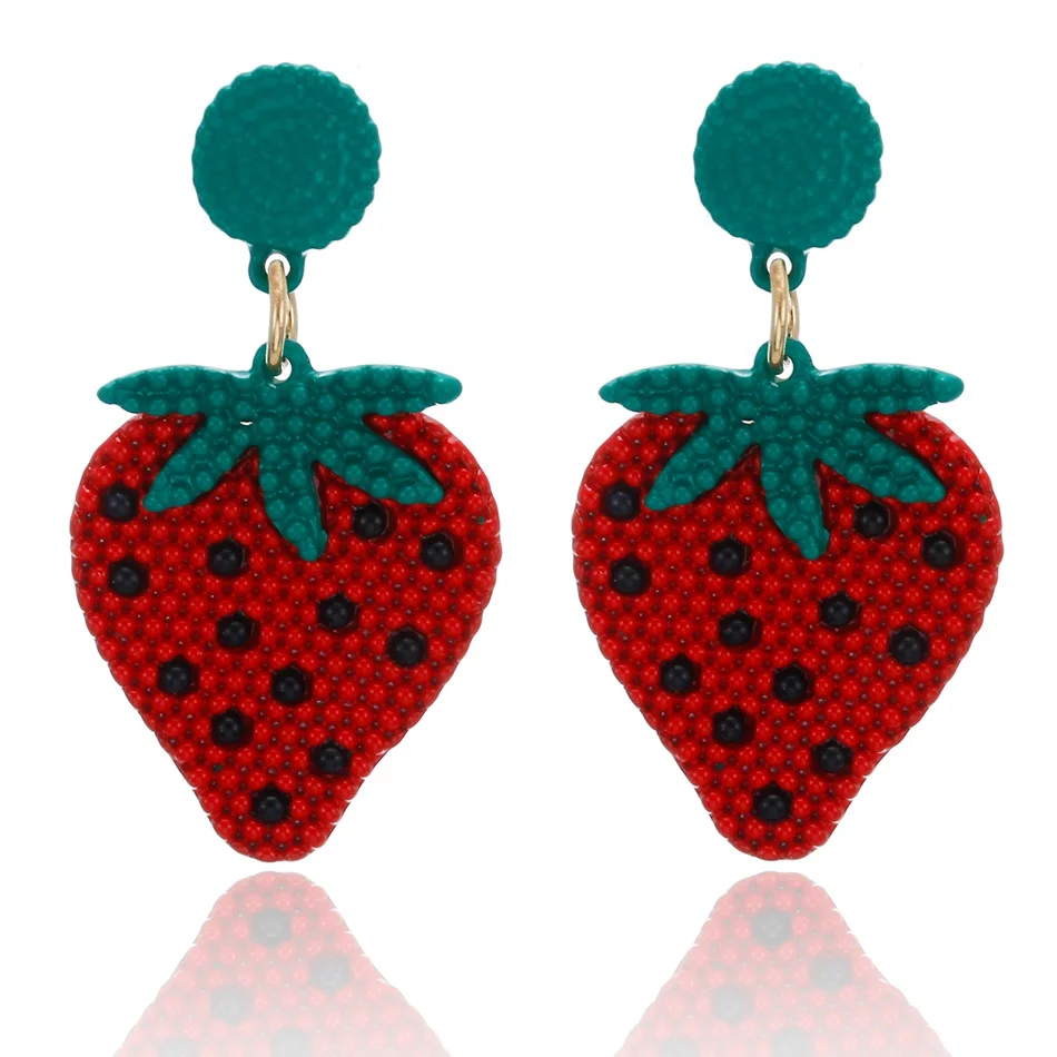 Strawberry Женские массивные серьги-подвески с фруктами, женские корейские милые Клубничные серьги в форме бананов, Женские Ювелирные изделия SP791 - Окраска металла: Strawberry