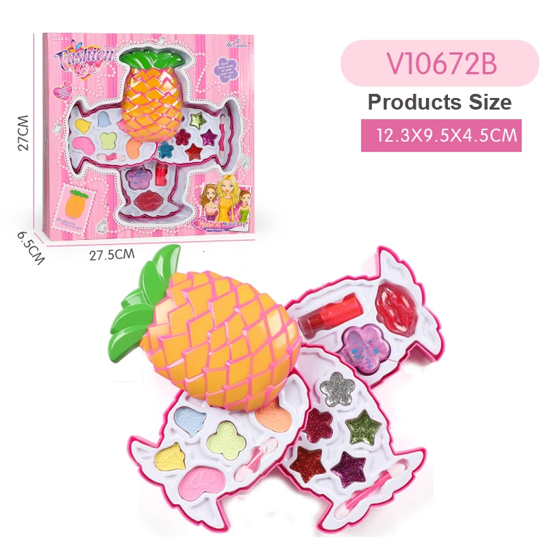 Ролевые игры игрушечный макияж розовый набор для моды и красоты безопасный нетоксичный макияж набор косметическая коробка для девочек игрушки принцесса одевание - Цвет: V10672B