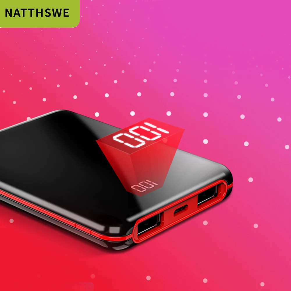 NATTHSWE Power Bank 2C Quick Charge External Battery Micro USB Portable Bateria External Portable Charger for iphone huawei