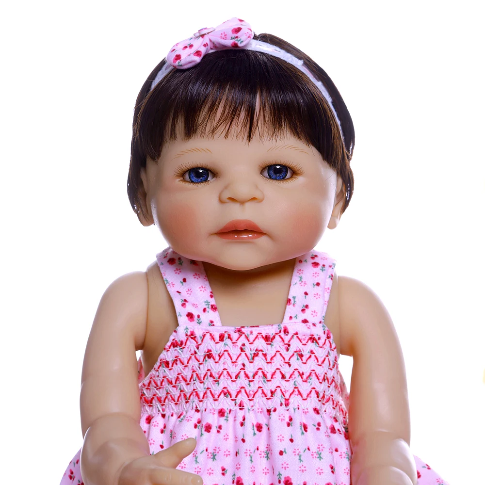 55 см полное тело силиконовая виниловая кукла bebe для новорожденных, для девочек куклы Новорожденные сладкая девочка Ванна игрушка Анатомически правильная
