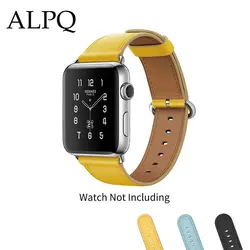 ALPQ ремешок из натуральной кожи для Apple Watch Band 42 мм 44 мм 38 мм 40 мм Классическая Пряжка для iWatch 4 3 2 1 модный простой браслет