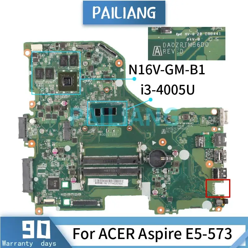 

Mainboard For ACER Aspire E5-573 i3-4005U Laptop motherboard DA0ZRTMB6D0 SR1EK N16V-GM-B1 DDR3 Tested OK