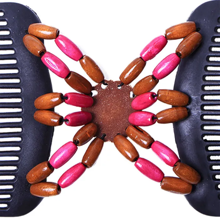 Hot Double Beaded Hair Magic Comb Clip Beads Elastic Hairpin Bun Maker Pins Hair Styling CNT 66
