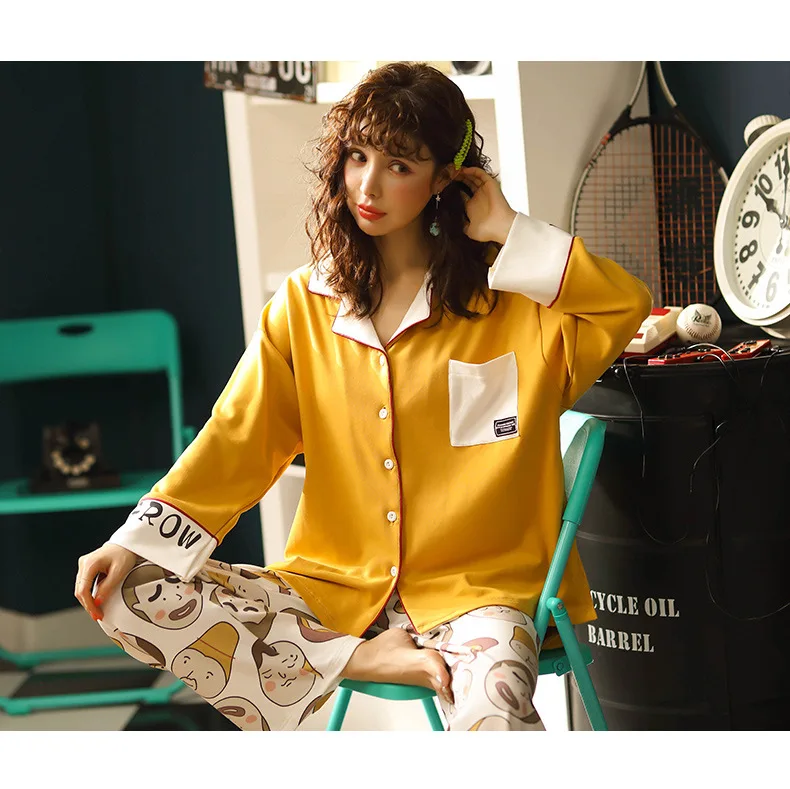 Autumn& Winter New Style Pure Cotton Long Sleeve Trousers Pajamas WOMEN'S Cardigan Ladies Home Leisure Suit