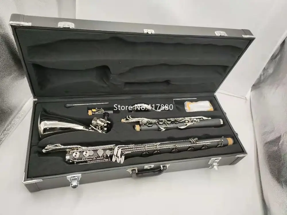 MARGEWATE Low C Clarinet Silver Plated Keys Bass Clarinet Professional Musical Instrument With Mouthpiece Case