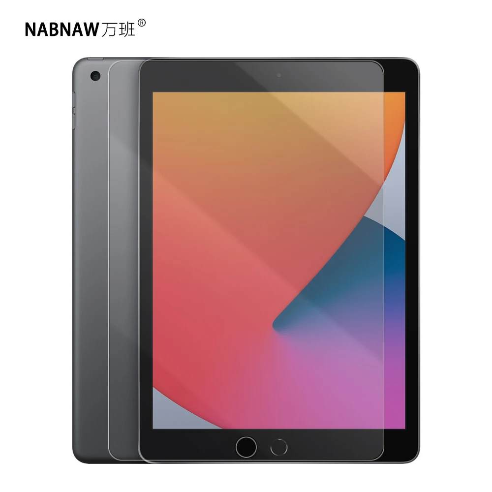 NABNAW-Protector de pantalla para iPad de 10,2 pulgadas, vidrio templado 2020, Protector de pantalla HD 9H, recubrimiento OLEOFÓBICO, para Apple nuevo iPad 8th 7th 2019