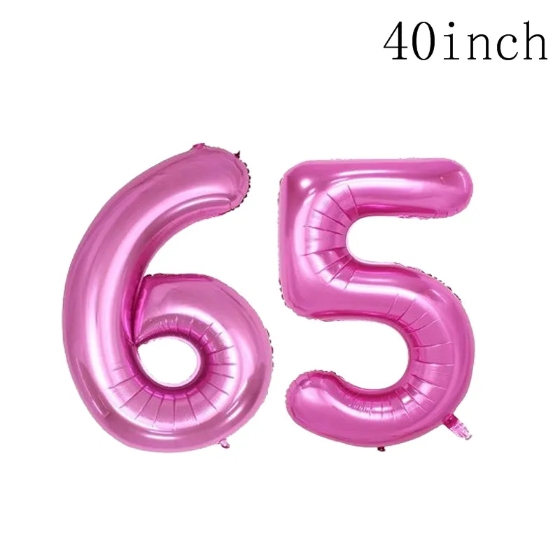 Chicinlife номер 65 фольгированные шары с днем рождения шар на выход на свадьбу юбилей, вечеринка, украшение 65-й день рождения - Цвет: pink