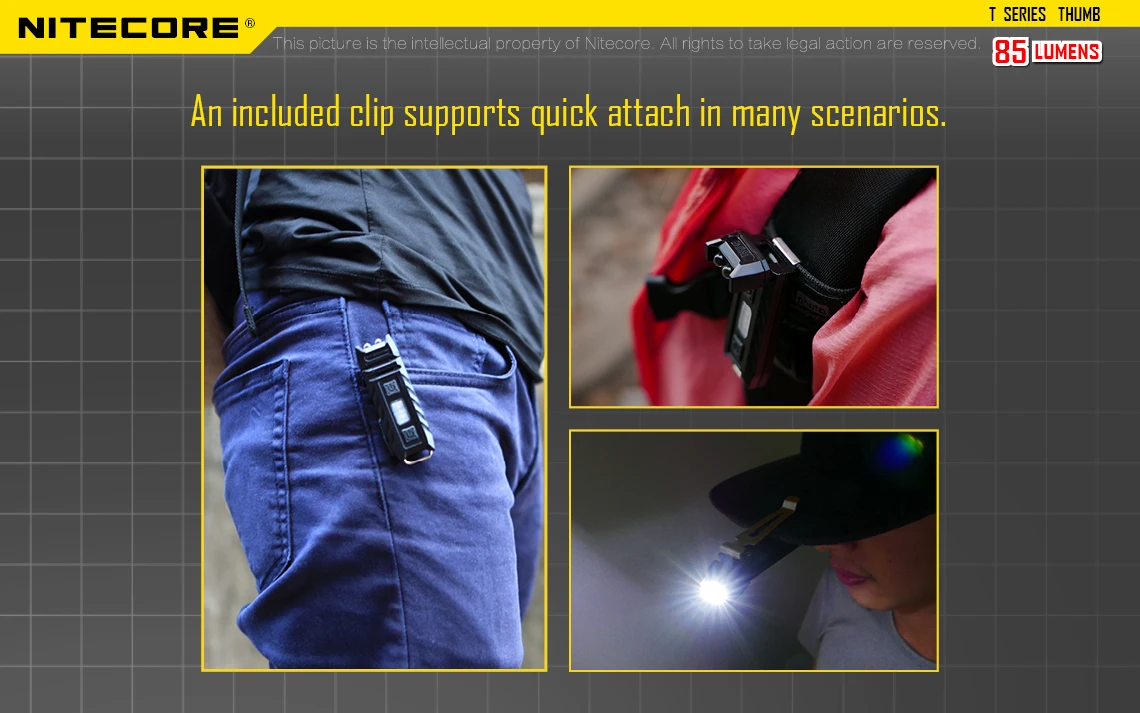 led rechargeable flashlights Nitecore Thumb USB Rechargeable White +Red LED Worklight 85Lm Lightweight Pocket Flashlight Light powerful rechargeable torch