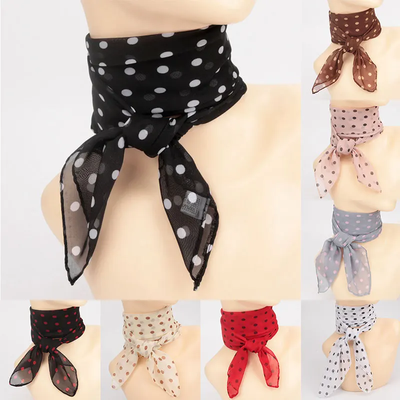 

65*65cm Summer Fashion Chiffon polka Dot Scarf Ladies Head Neck square Scarf Shawls Female HAir Ties Bands Neckerchief Shawls