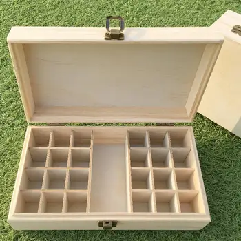 

25 Grids Wooden Storage Box Organizer Perfume Bottle Carrying Case Container