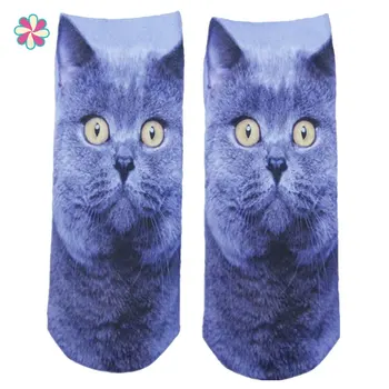 

3D Print Funny Cute Cartoon Kitten Unisex Short Socks Creative Colorful Multiple Cat Face Happy Low Ankle Socks For Women W118
