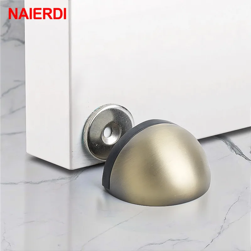 Door Stops Anti-Collision Stainless Steel Rubber Stopper Round Floor Mounted New #Aug.26 