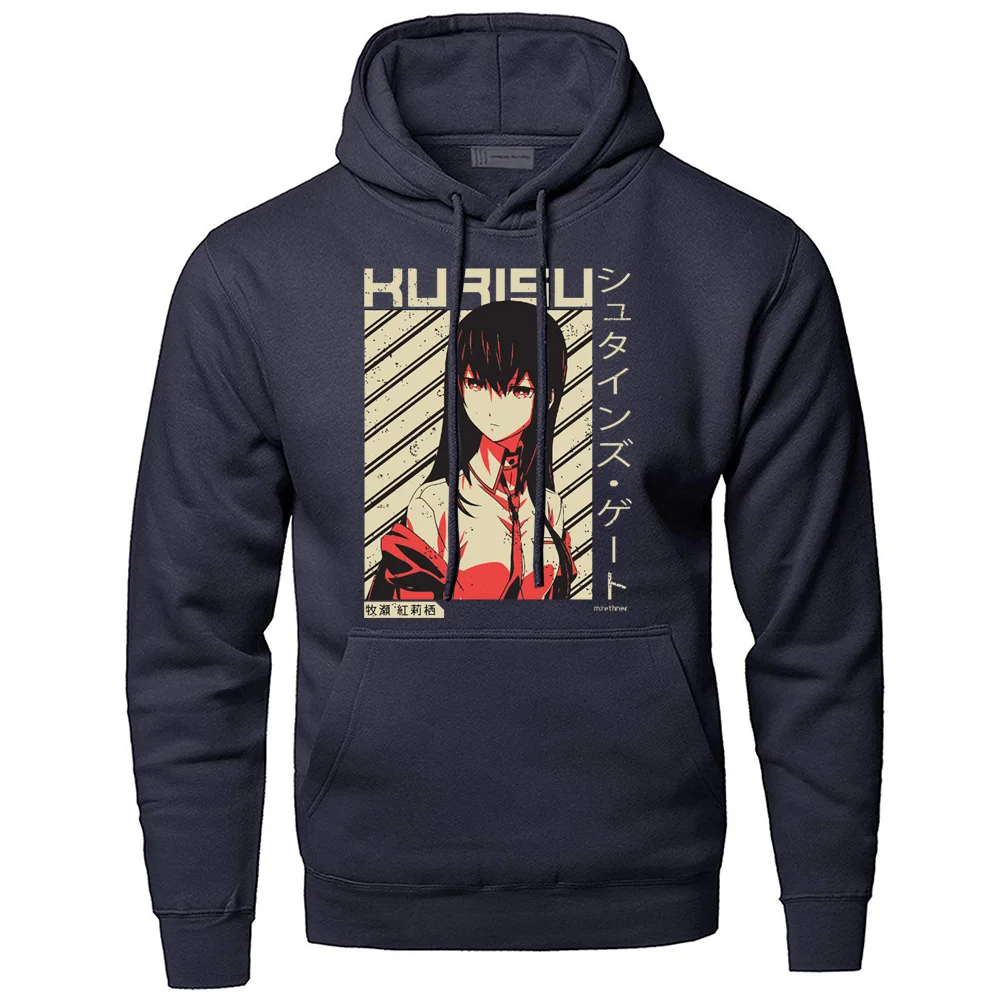 Steins Gate Makise Kurisu толстовки мужские Японское аниме толстовка с капюшоном Толстовка Зима Осень Harajuku спортивная одежда - Цвет: dark blue 6