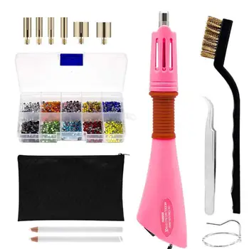 

1 Set 100-240V Hot Drilling Machine Rhinestone Applicator DIY Clothes Stick Diamond Drill Tools Set Crystal Hand Sewing Kit