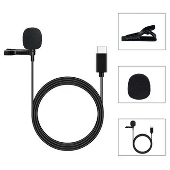 

USB Lavalier Microphone Type-C 35Hz~18kHz Collar Clip-on Microphone for PC M5TD