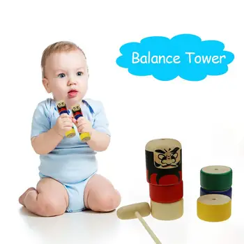 

Wooden Puzzle Tapping Balance Tiger Tower Rainbow Tower Pile Tower Early Education Toy Immortal Daruma Magic Toy In Stock