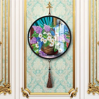

AZQSD 5D Diamond Painting FLower Special Shaped Diamond Embroidery With Round Frame Art Kits Decorations Home DIY