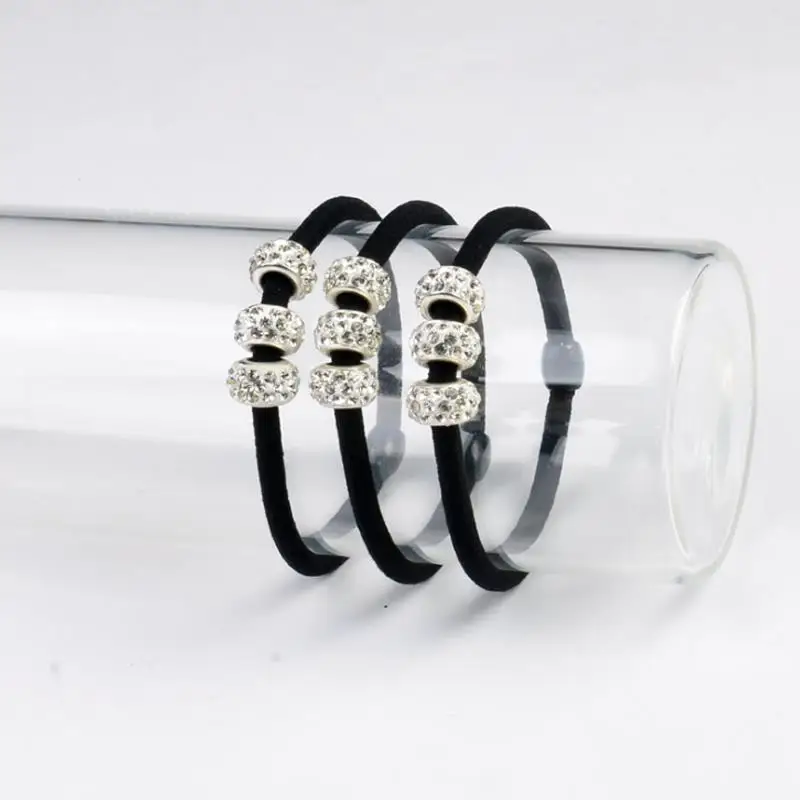 black hair clips Korean Hair Accessories Diamond Ring Hair Rope Headband Hair Band Ponytail Elastic Lady Crystal Alloy Cute Wholesale ladies headbands for short hair