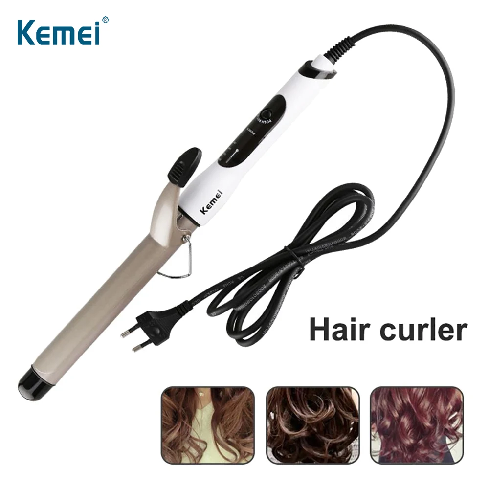 

KEMEI Electric Hair Curler Professional Ceramic Curling Iron Roller Curling Wand Rotating Hair Styling Tools For Women Baby Liss