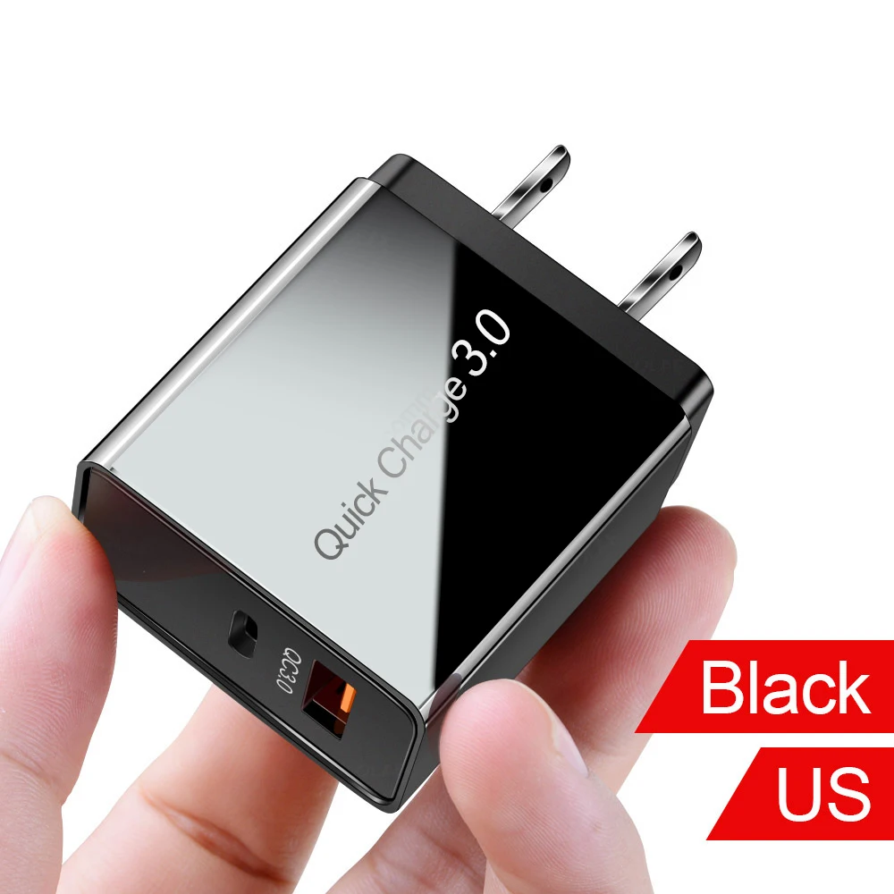 Udyr Quick Charge 4,0 3,0 36 Вт USB зарядное устройство Тип C QC 4,0 3,0 зарядное устройство для samsung S10 plus PD 3,0 быстрое зарядное устройство для iPhone 11 Pro - Тип штекера: US Black