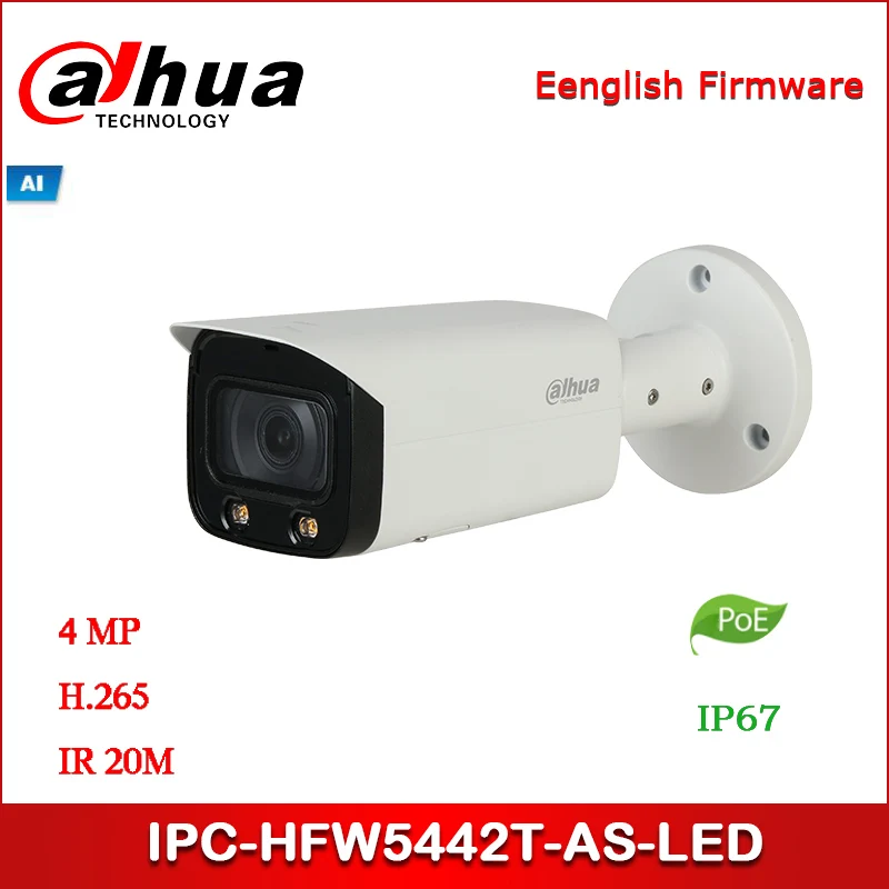 Сетевой видеорегистратор Dahua IP Камера IPC-HFW5442T-AS-LED 4MP полноцветная WDR(широкий динамический диапазон пуля мА сеть Камера звездного неба, поддержка POE