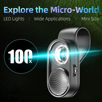 Apexel 100X顕微鏡マイクロレンズ携帯電話ミニ拡大鏡ledポケットガラス顕微鏡ユニバーサルクリップ電話