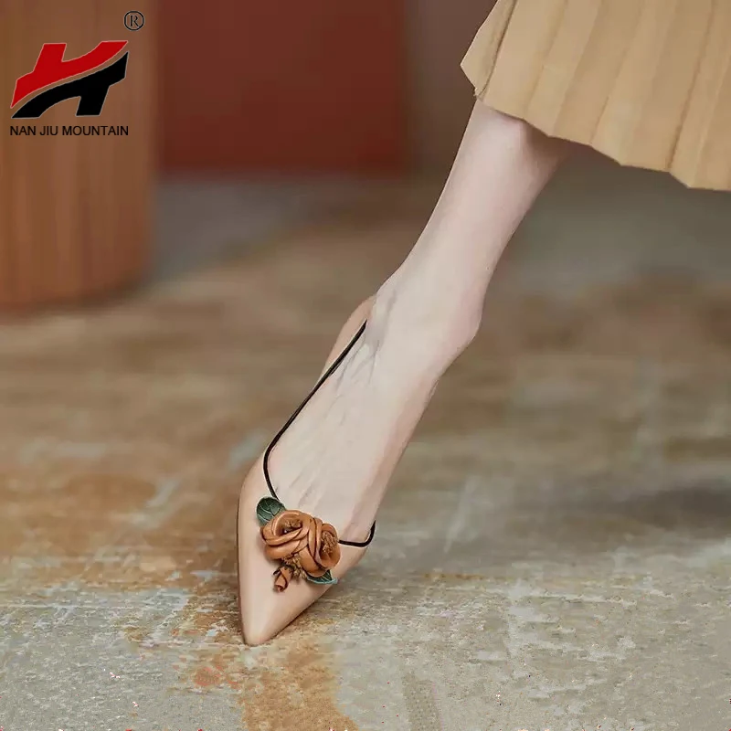 2021 Pointed Single Shoes Women High Heels Flowers Woman Stiletto Spring And Autumn Vintage | Обувь
