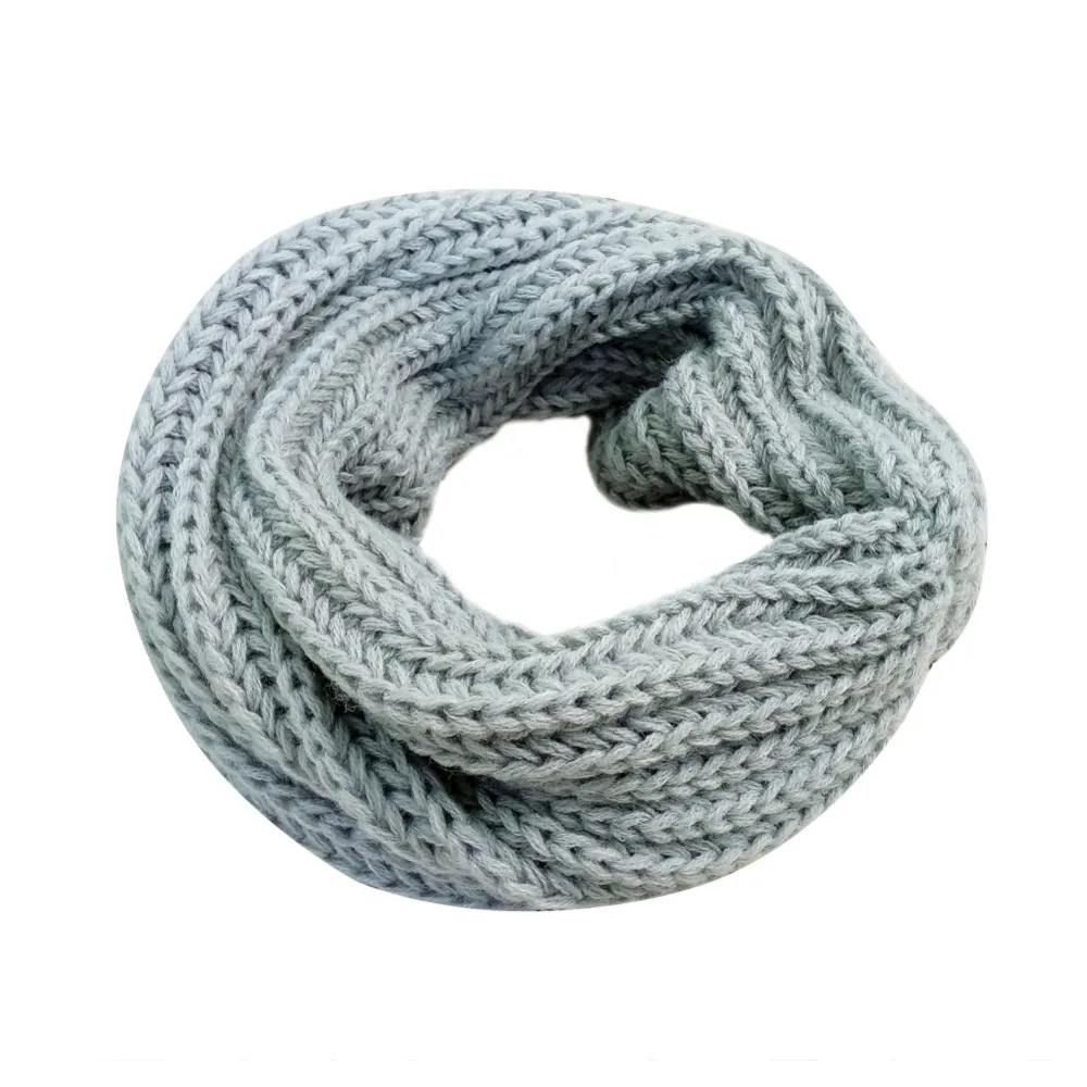 Hot Selling Winter Neckerchief Women Children's Cotton Muffler Baby bib Warm Soft Boys Scarves Girls Knitted O Ring Scarf60 - Цвет: adult gray