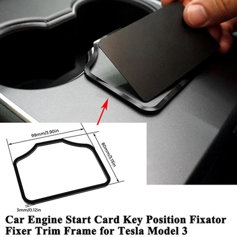 

1pc Car Engine Start Card Key Position Trim Frame Holder Fixer Limiting Stopper Sticker Decoration Accessories for Tesla Model 3