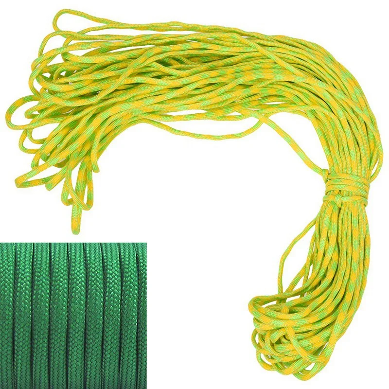 2 Pcs Parachute Cord with 7 Strands, 550 Lbs, 100 Ft.(Green Camo with Green