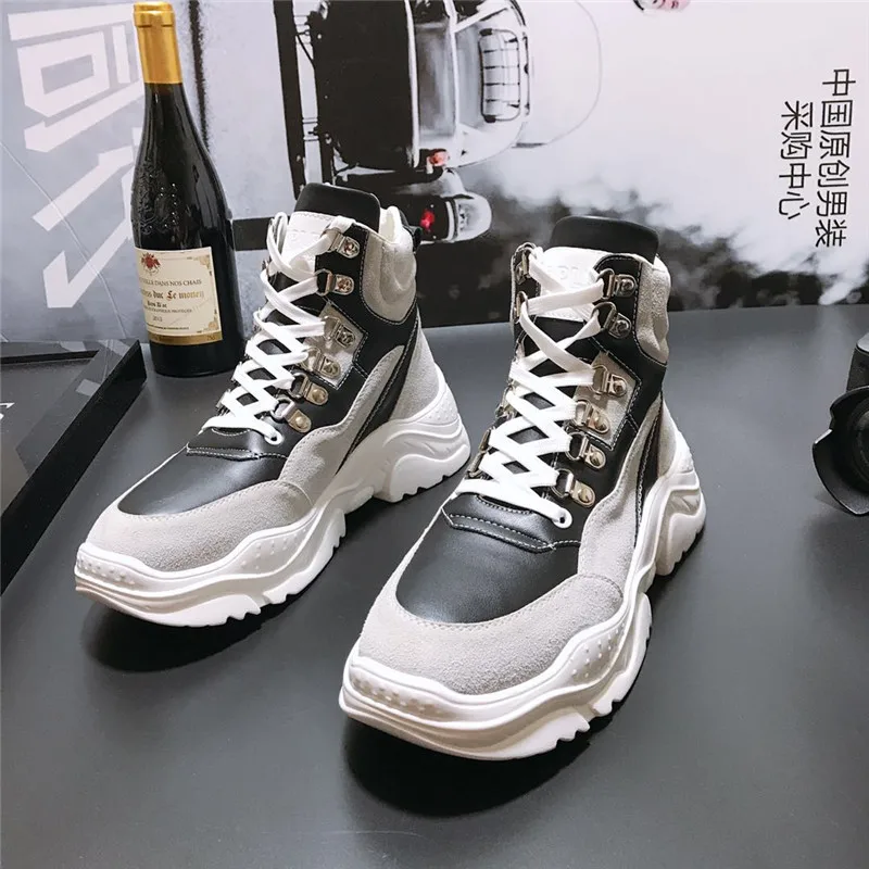 2019 Fashion Men Ankle Boots Vintage Non-slip Outdoor Casual Sneakers Shoes Men High Top Martin Boots 4#15/15D50