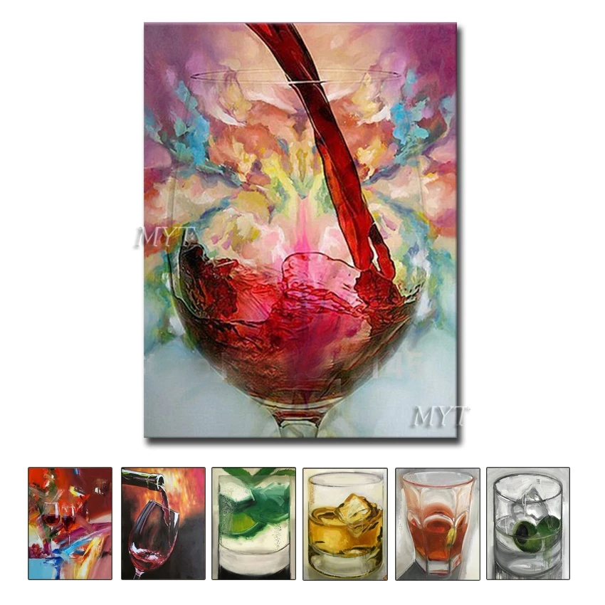 Free Shipping 100% Hand Painted Oil Painting Still Life Red Wine Abstract Wall art Home Decoration Decor Decorative | Дом и сад