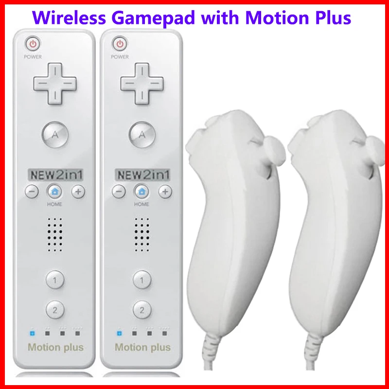 2PCS Remote Controller for Nunchuck Controller for Wii Console Wireless Gamepad with Motion Plus for Nintendo Wii Games Control2PCS Remote Controller for Nunchuck Controller for Wii Console Wireless Gamepad with Motion Plus for Nintendo Wii Games Control