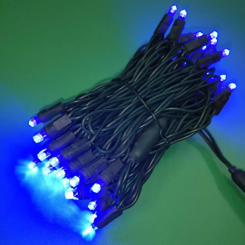 

50 count 5MM Mini LED Lights,Blue Led String Lights for Outdoor Christmas Trees lighting Decoration,Green Wire,17ft,UL Listed