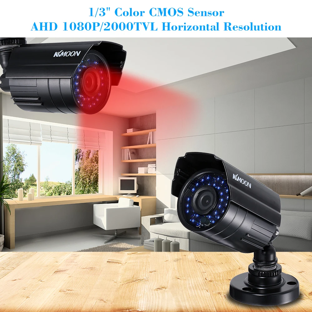 KKmoon 4*1080P 2000TVL AHD Водонепроницаемая ИК камера видеонаблюдения+ 4*60 футов кабель наблюдения поддержка IR-CUT инфракрасные лампы ночного видения