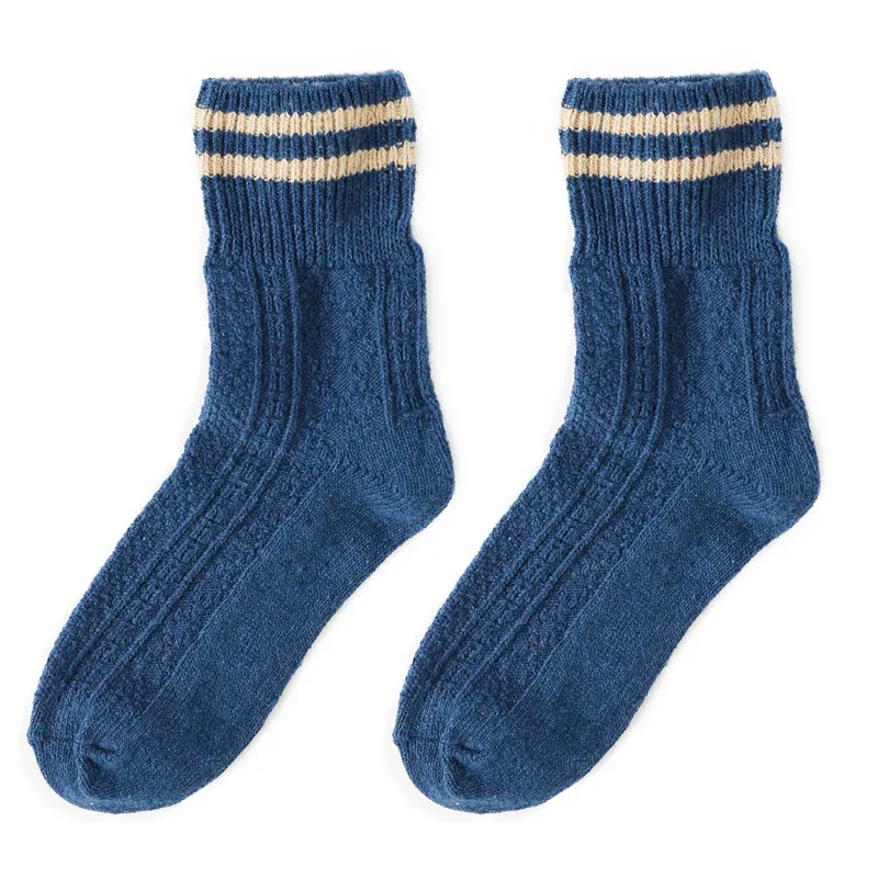 Wamer/зимние женские утепленные теплые носки; махровые сапоги; носки для сна; махровые бархатные полосатые украшения для женщин на каждый день - Цвет: Blue