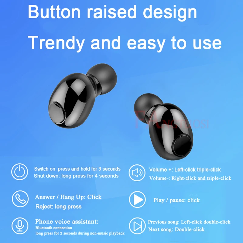 TWS стереонаушники FANGTUOSI с поддержкой Bluetooth 5 0 и микрофоном|Наушники гарнитуры| |