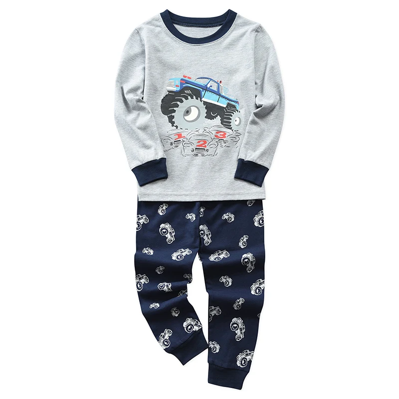 Осенне-зимние детские пижамы; Новинка; детская одежда для сна с длинными рукавами; повседневный комплект одежды для мальчиков с рисунком