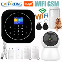 Sistema de alarma WiFi/GSM RFID antirrobo seguridad LCD teclado táctil 433MHz Sensor inalámbrico alarma 11 Idioma tukasmart Smart Life APP