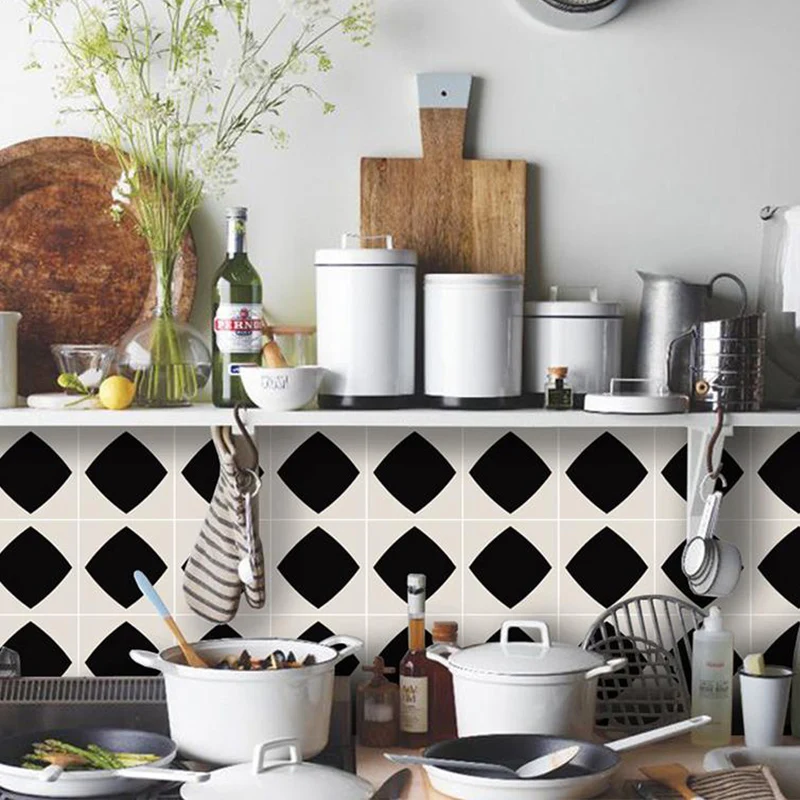 Черные белые серые виниловые наклейки самоклеящиеся обои квадратные настенные