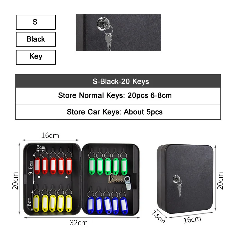 S-Black-Key Многофункциональный Безопасный ящик для хранения комбинации/ключ замок запасные ключи автомобиля Органайзер коробка для домашнего офиса магазин с фабрики - Цвет: S-Black-Key