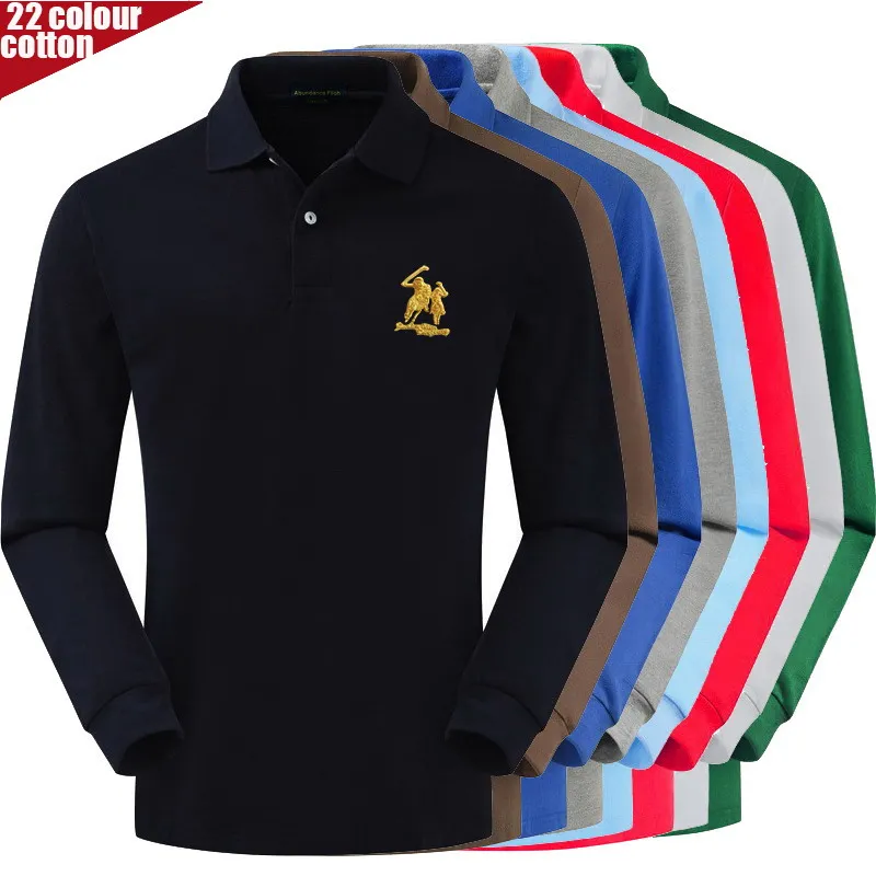 Polo de algodón con 100% de parche 3D para hombre, camiseta informal de manga larga, Tops de nueva llegada, 2020