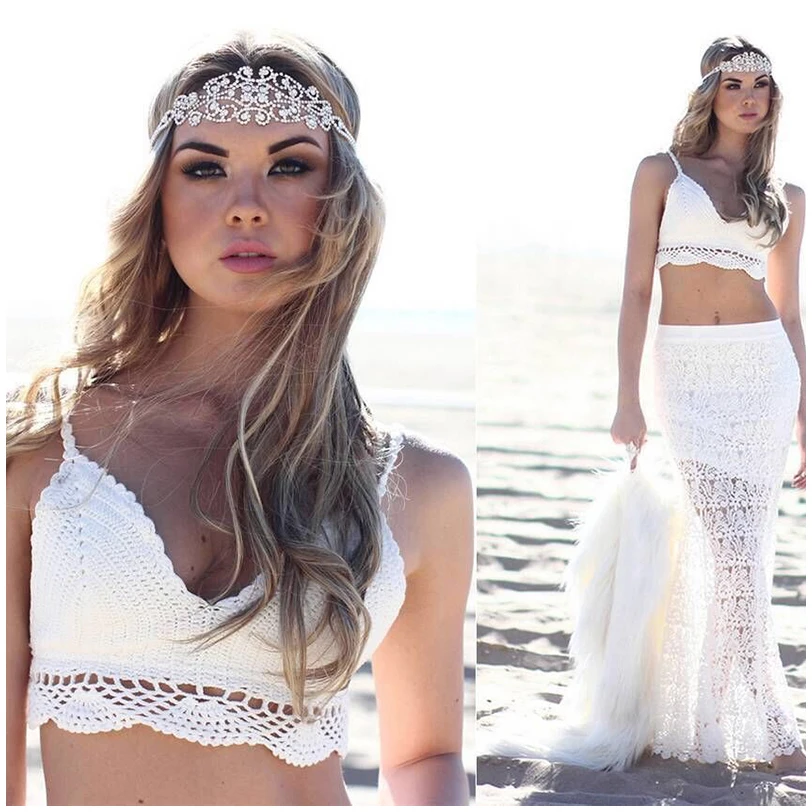 New Bikini Top Handmade Brazilian Solid Women Halter Bralette Knitted Boho Beach Bathing Bikinis Crochet Suit Top Swimsuit