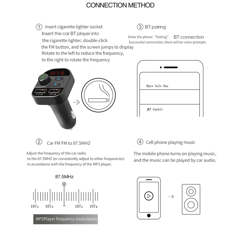 Автомобильный комплект громкой связи, беспроводной Bluetooth, fm-передатчик, ЖК-дисплей, Автомобильный MP3-плеер, USB зарядное устройство, fm-модулятор, автомобильные аксессуары
