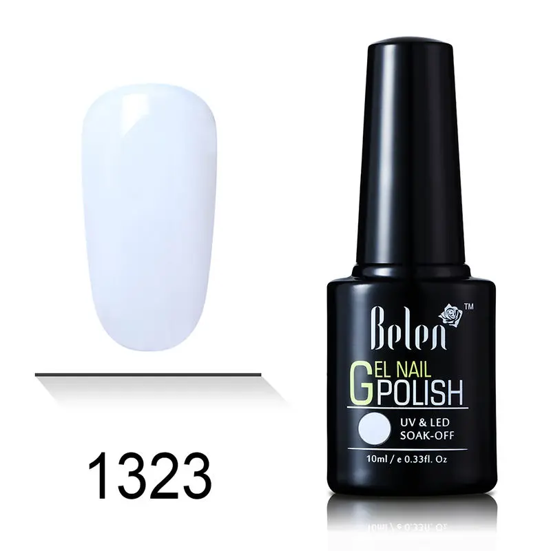 1323 White Belen, 10 мл, Гель-лак для дыхания, лепесток, цветок, блестящий блеск, замачивается, УФ светодиодный лак для ногтей, грунтовка, необходим Перманентный эмалированный лак - Цвет: 1323 White
