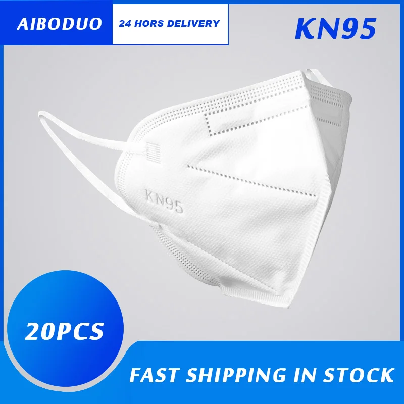 

aiboduo 20Pcs KN95 Face Masks Dust Respirator KN95 Mouth Masks Adaptable Against Pollution Breathable Mask Filter Fast shipping