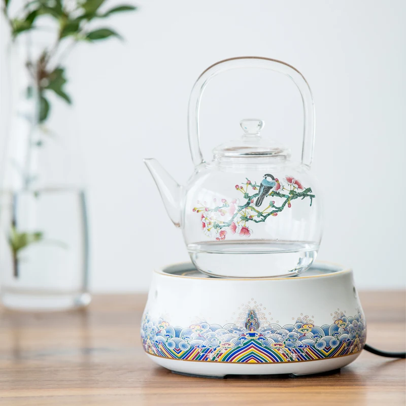 

Heat resistant thickened glass teapot creative hand-painted boiling tea pot boiling water kettle wineware