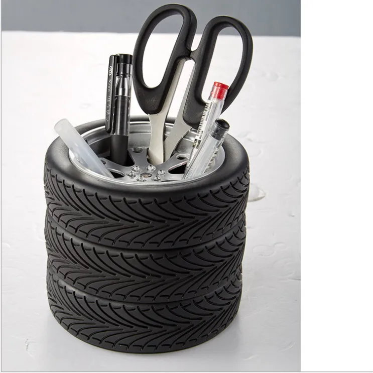 

Office School Learning Stationery Storage Simulation Tire Shaped Pen Holder Pencil Organizer Brush Pot Storage Supplies