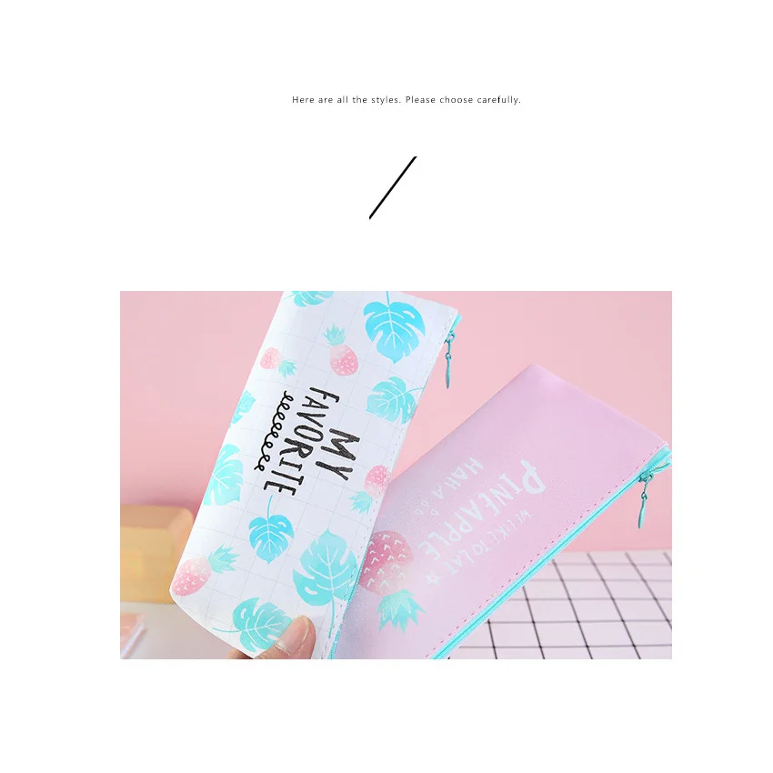10pcs/lot 4 style Cute Fruit Fresh and simple Korean Stationery Creative Pen Bag School Offices Suppliers
