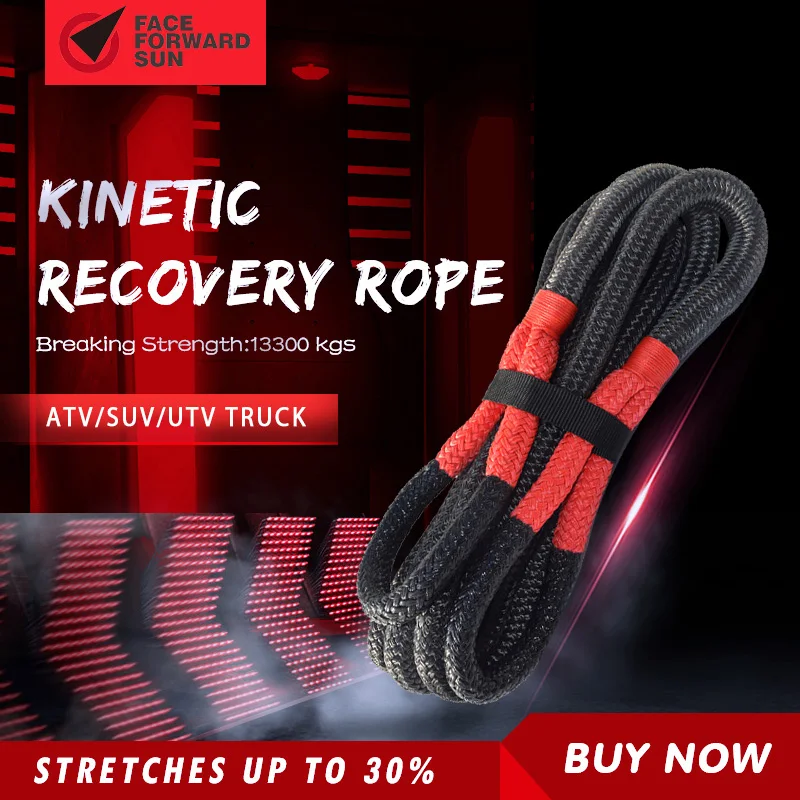 Kit Recupero Fuoristrada NTR: Fune Cinetica 15.9t Con Grilli Morbidi UHMWPE - Per Jeep, SUV, Camion - 5